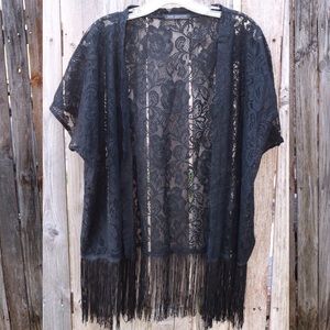 Black Lacey Kimono with Tassels
